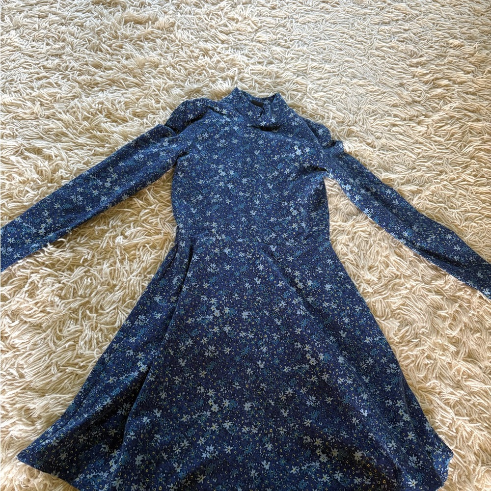 GAP Navy Floral Long Sleeve Dress